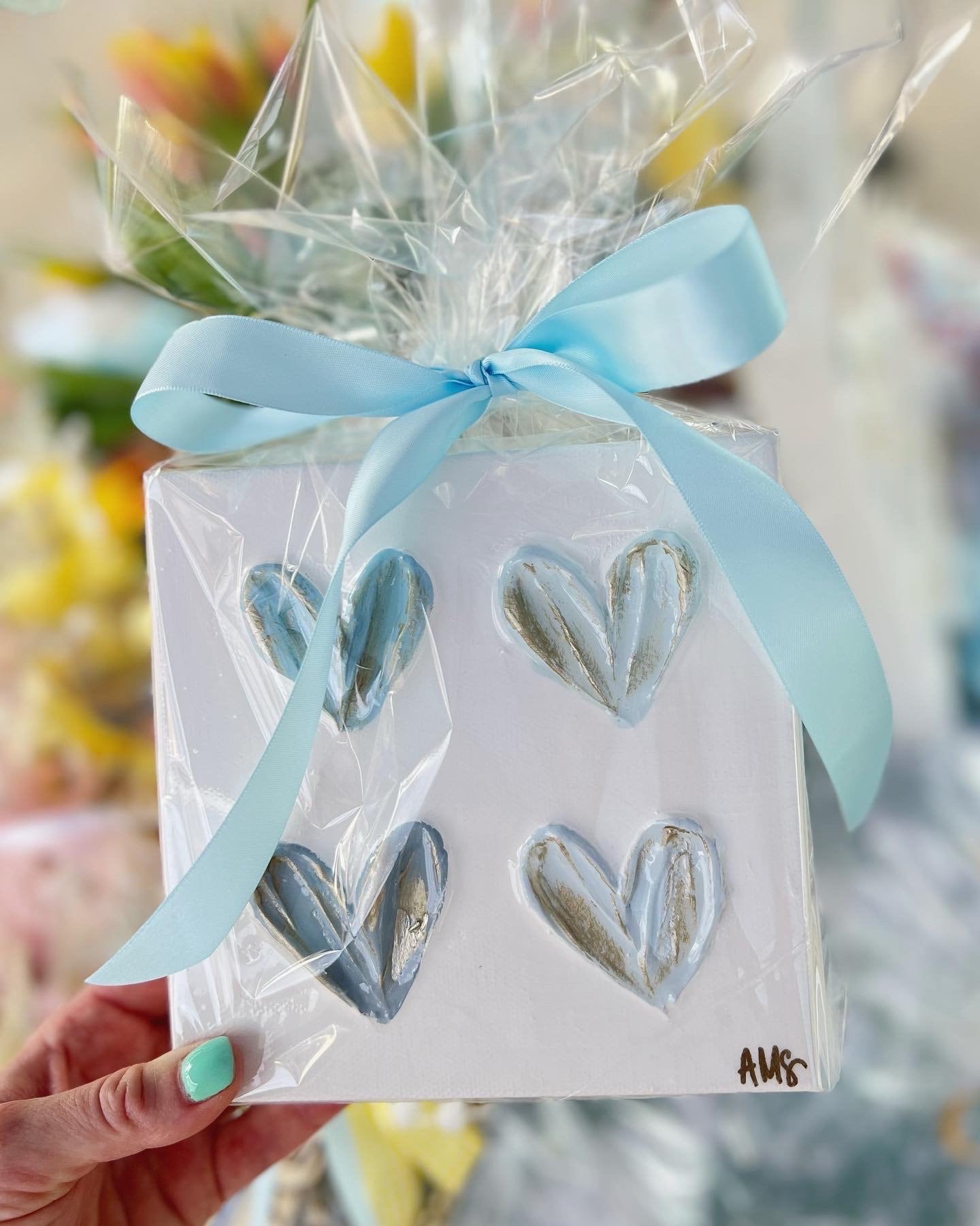 6x6in Heart Canvas | Pastel Heart Painting on Canvas | Heart Painting Shelf Decoration | Baby Shower Gift | Nursery Gift | Heart Decoration