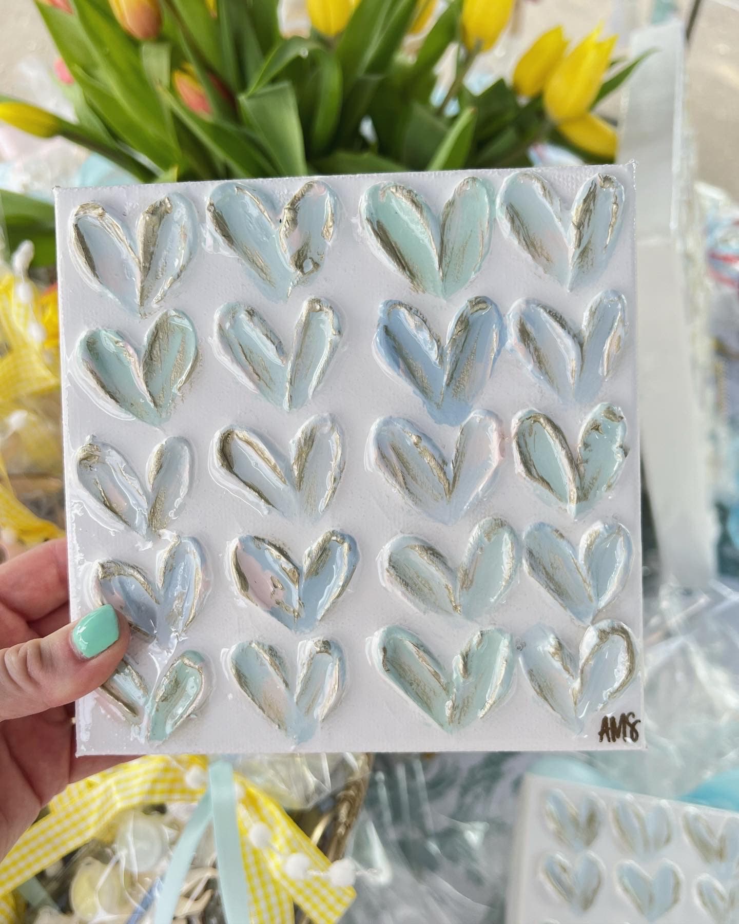 6x6in Heart Canvas | Pastel Heart Painting on Canvas | Heart Painting Shelf Decoration | Baby Shower Gift | Nursery Gift | Heart Decoration