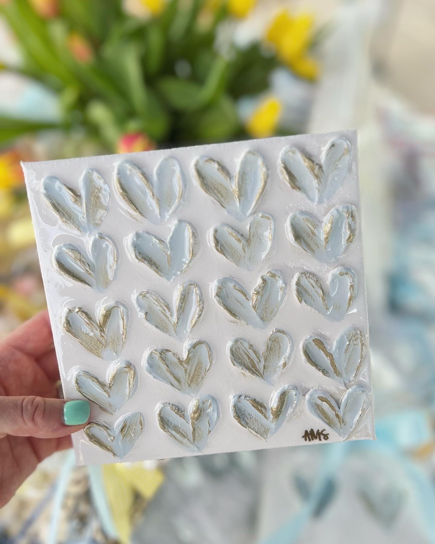 6x6in Heart Canvas | Pastel Heart Painting on Canvas | Heart Painting Shelf Decoration | Baby Shower Gift | Nursery Gift | Heart Decoration